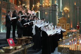 В рамках празднования Светлой Пасхи в Главном храме ВС РФ состоялось выступление Московского Синодального хора